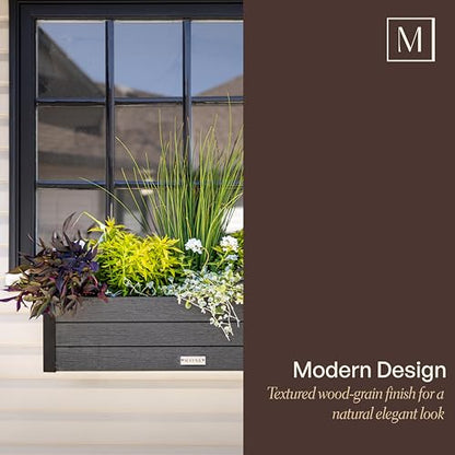 Mayne Vista 24in Rectangular Window Box Planter, Charcoal - size: 24in