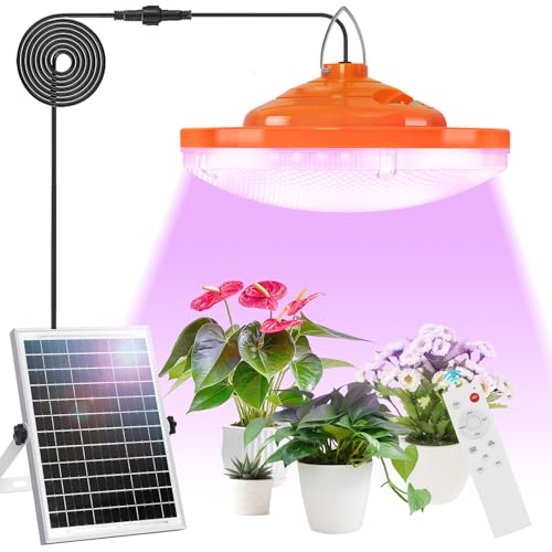 Solar Grow Light Outdoor Indoor Run Day/Night, Full Spectrum with Timer