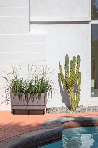 Veradek Demi Series Raised Long Planter - Wide Planter with Stand - color: Grey/Black, size: 30 inch