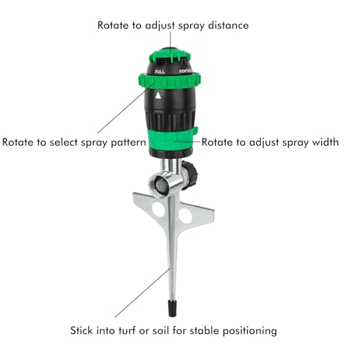 [2 Pack] RESTMO Gear Drive Sprinkler with Metal T-Spike Base,Green - color: Green, size: 2 Pack