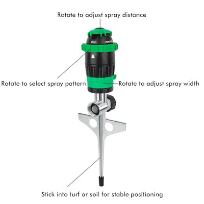 RESTMO Gear Drive Sprinkler with Metal T-Spike Base,Green - color: Green, size: 1 Pack