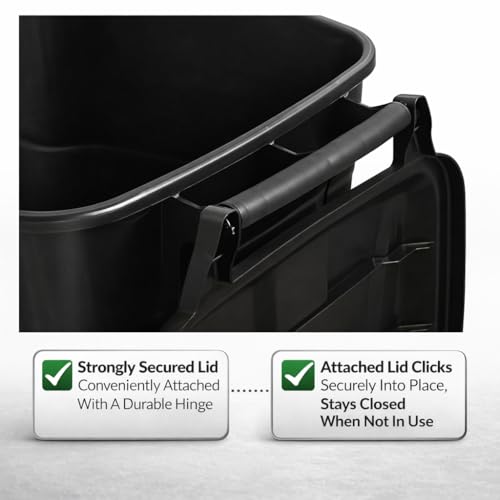 45 Gallon Heavy Duty Trash Can with Wheels and Lid, Outdoor Garbage Can Rolling Waste Bin, Large Plastic Trash Container for Backyard, Garage, Patio, Indoor & Outdoor Use