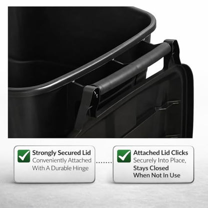 45 Gallon Heavy Duty Trash Can with Wheels and Lid, Outdoor Garbage Can Rolling Waste Bin, Large Plastic Trash Container for Backyard, Garage, Patio, Indoor & Outdoor Use
