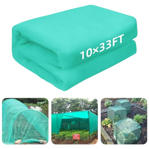 10 x 33FT Garden Mesh Netting, Ultra Fine Mesh Protection Netting Plant Covers Greenhouse Row Cover Raised Bed Screen Barrier Net for Vegetable Fruits Flowers Trees Crops, Green - color: Green, size: 10X33FT