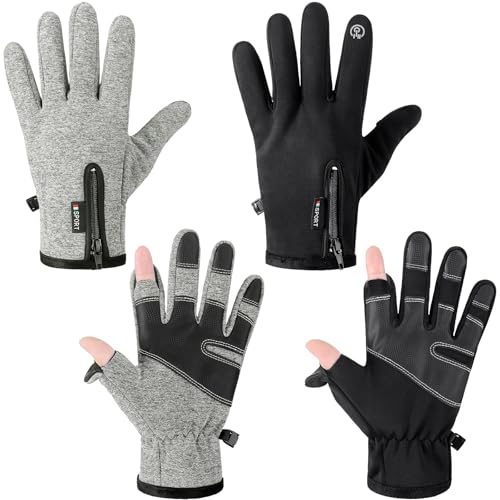 Bencailor Winter Fingerless Fishing Gloves - color: Black,Gray, size: X-Large