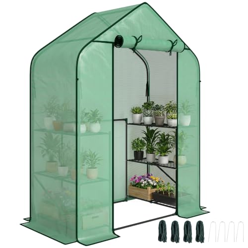 Outsunny 4.7' x 2.3' x 6.2' Small Greenhouse, Foldable Frame, Green - color: Green