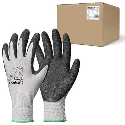 toolant Crinkle Latex Work Gloves, 60 Pairs, Gray, Medium - color: Gray - 60 Pairs, size: Medium