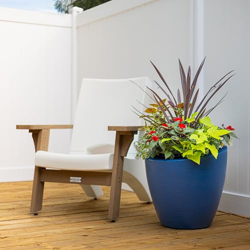 Mayne Modesto 20in Round Modern Planter, Neptune Blue - color: Neptune Blue, size: 20 Inch