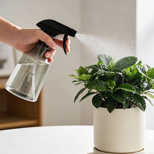 Small Watering Can for Indoor Plants, 12 oz Metal Stainless Steel Plant Watering Pot with Long Spout for House Plants, 17 oz Plastic Plant Mister Spray Bottle for Bonsai Flower Garden