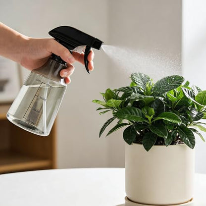 Small Watering Can for Indoor Plants, 12 oz Metal Stainless Steel Plant Watering Pot with Long Spout for House Plants, 17 oz Plastic Plant Mister Spray Bottle for Bonsai Flower Garden