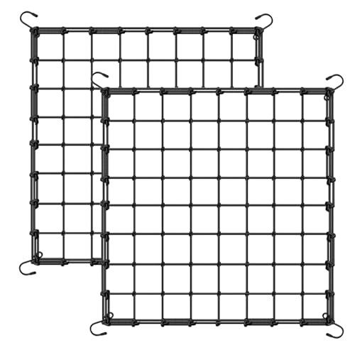 4 x 4 Ft Elastic Plant Trellis Net - 2-Pack Heavy Duty Garden Support Net with 4 Hooks for Grow Tents, Climbing Vegetables, Fruits & Flowers (Black) - size: 4x4ft stretched size-3mm d