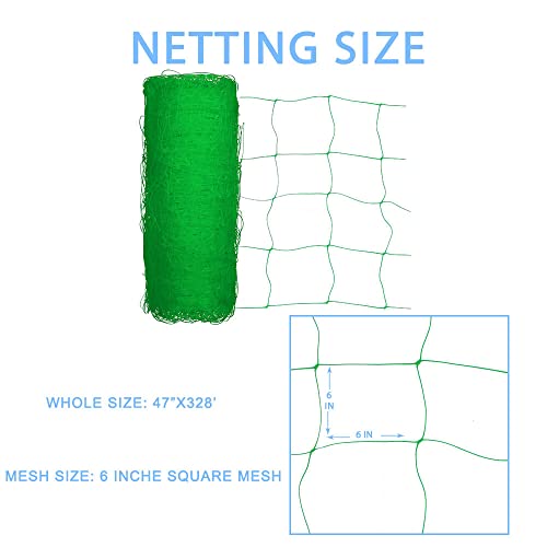 Heavy Duty Green Trellis Netting Roll - 47''x328' Plastic Plant Green Trellis Net for Climbing Plants - color: Green, size: 47''x328'