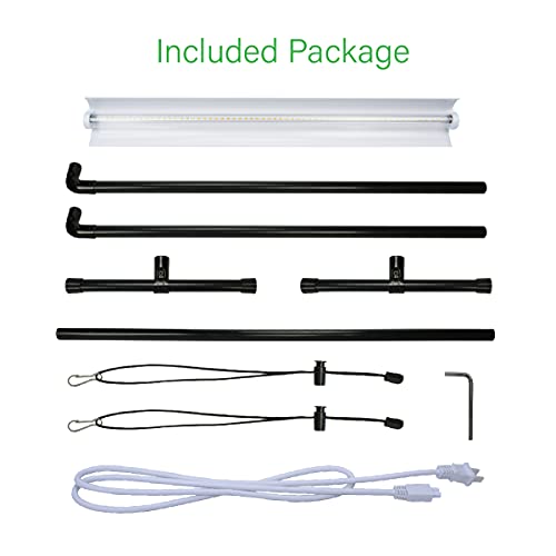 2 feet LED Grow Light Stand for Seedling,Iron Pipe Frame,with Natural White Light Full Spectrum LED Plant Growing Lamp, Light Height Ajustable,with Timer Outlet - style: Iron Pipe 2 Feet