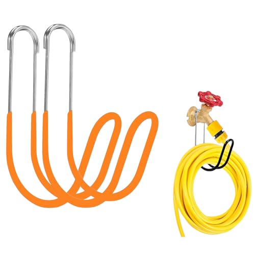 Garden Hose Holder Water Hose Hanger Wall Mounted,304Stainless Steel Solid Hose Hook Holds Up to 50Ft Garden Hose, Expandable Hose, Water Hose(Red 2pcs) - color: Red, size: 5.5'' x 2