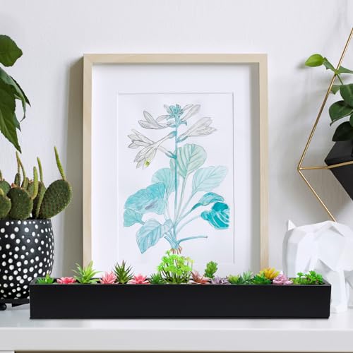 FillTouch 32 x 3.5 x 3.5 Inch 1 Pcs Long Rectangular Planter Box,Black - color: Black, size: 32 x 3.5 x 3.5 Inch