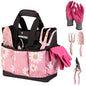 WORKPRO 5PCS Gardening Tools, Aluminum Heavy Duty Garden Tool Set with Bag - style: Pink with bag