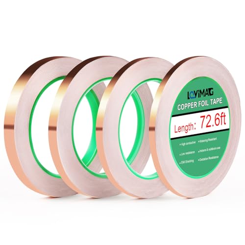 LOVIMAG Copper Tape 4 Sizes (0.2/0.24/0.3/0.4Inch) x72.6FT HVAC Foil Strips - size: 4sizes(0.2/0.24/0.3/0.4inch)x72.6ft