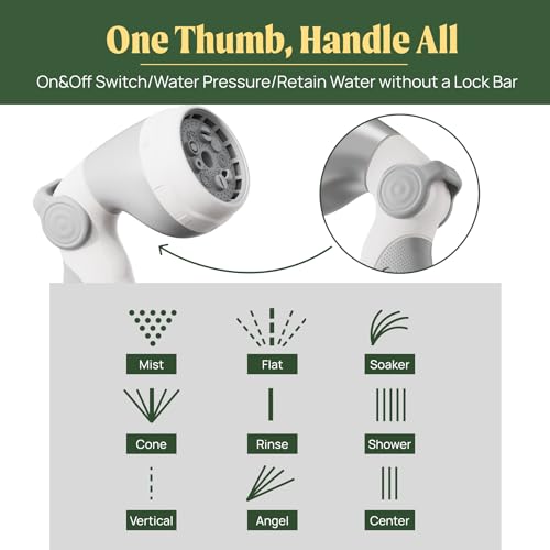 Vego Garden Hose Reel Retractable Hi-Flow Wall Mounted Hose Reel Automatic Rewind, Any Length Lock with 9 Patterns Sprayer Nozzle, Quick Connector and Adjustable shot Nozzle (Cloud White, 100ft) - color: Cloud White, size: 100ft