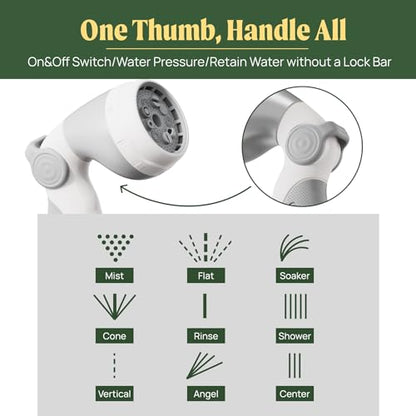 Vego Garden Hose Reel Retractable Hi-Flow Wall Mounted Hose Reel Automatic Rewind, Any Length Lock with 9 Patterns Sprayer Nozzle, Quick Connector and Adjustable shot Nozzle (Cloud White, 100ft) - color: Cloud White, size: 100ft