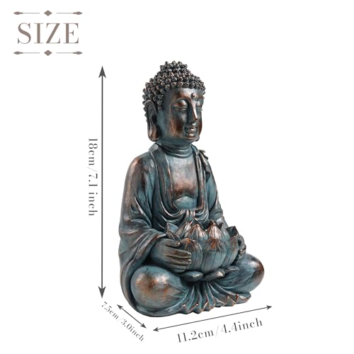 TERESA'S COLLECTIONS Meditating Buddha Solar Resin Garden Statue 7.1" - size: Medium