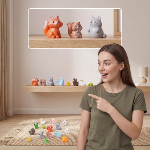 Sibba 30 Pcs Mini Forest Animals Figurines, Mini Resin Animal Miniature