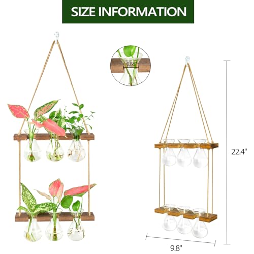 XXXFLOWER Wall Hanging Propagation Station 3 Bulb Vase 2 Tiers Brown - size: Brown-6 Bulb Vase