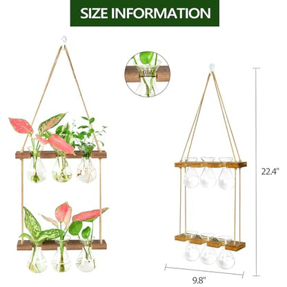 XXXFLOWER Wall Hanging Propagation Station 3 Bulb Vase 2 Tiers Brown - size: Brown-6 Bulb Vase