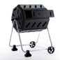 FCMP Outdoor Dual-Chamber Tumbling Composter with Wheels, Black, 37 Gallon