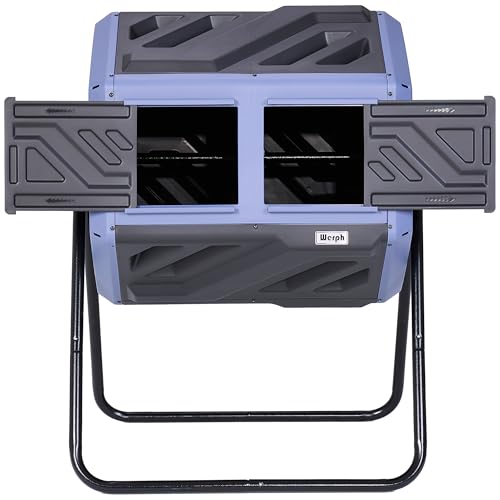 Werph 43 Gallon Outdoor Rotating Compost Bin, Dual Chamber, Purple & Black - color: Purple & Black