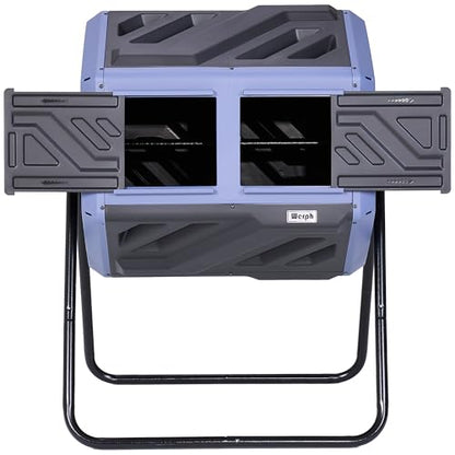Werph 43 Gallon Outdoor Rotating Compost Bin, Dual Chamber, Purple & Black - color: Purple & Black