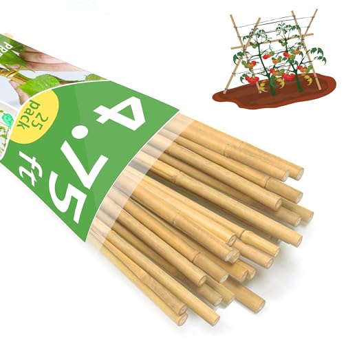 Bamboo Garden Stakes 57 Inch 25pcs, 1/2" Dia Plant Stakes 5ft Approx for Indoor Outdoor Plants, Support Tomato, Cucumber, Beans and More Climbing Plants - size: 57inch, pack of 25