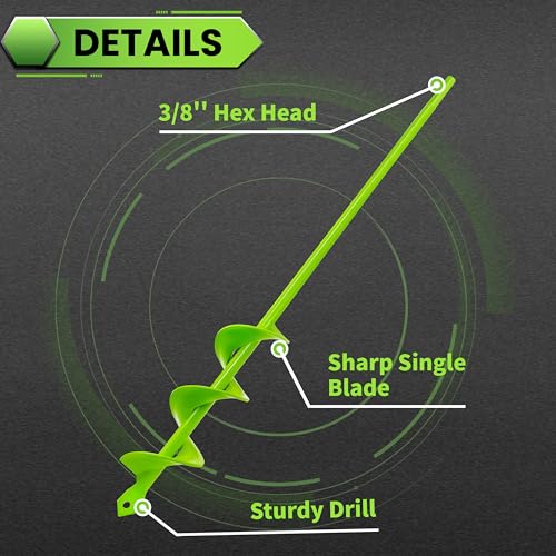 1.6"x16.5" Green Garden Auger Drill Bit for Planting, Post Hole Digger - color: Green, size: 1.6x16.5in
