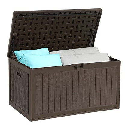 YITAHOME 90 Gallon Large Deck Box - color: Brown, size: 90 Gallon