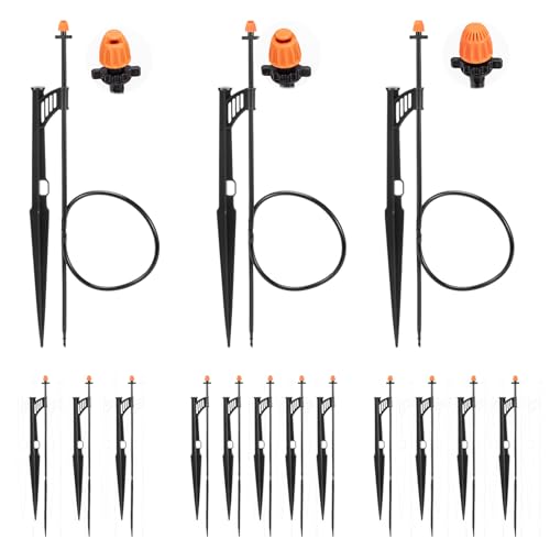 12 Sets 90°,180° &360° Drip Irrigation Micro Sprinkler Heads with 13" Stake - size: 12 Sets 90°/180°/360° Sprinkler Heads