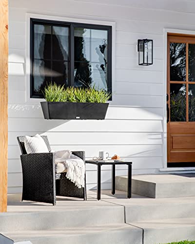 Veradek Pure Series Railing Planter - Tapered Window Box with Bracket - color: Black, size: 36 inch - 2 Pack