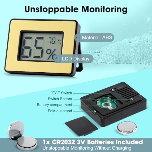 2-in-1 Digital Hygrometer Thermometer for Humidors, Gold