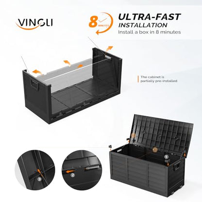 VINGLI 75 Gallon collapsible Outdoor Storage Box - color: Full Black