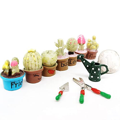 Cayway 16 PCS Mini Dollhouse Set - Garden Tools, DIY Miniature Fairy House Set