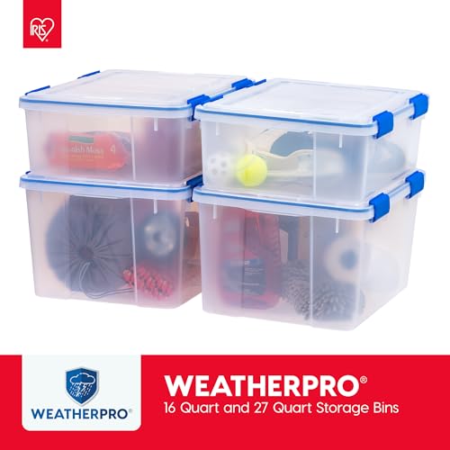IRIS USA 3-Pack 16 Qt Storage Bins with Gasket Lids, Clear/Blue - size: 16 Qt. - 3 Pack