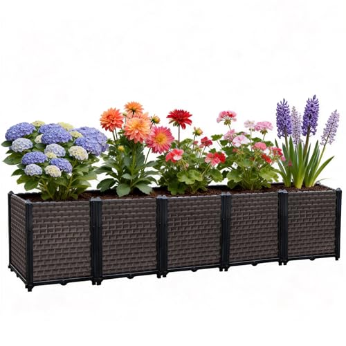 Large Planters for Outdoor Plants 20" Tall Planter Box, 78.7"L x 15.7"W - size: 78.7"(l) X 15.7"(w) X 19.7"(h)