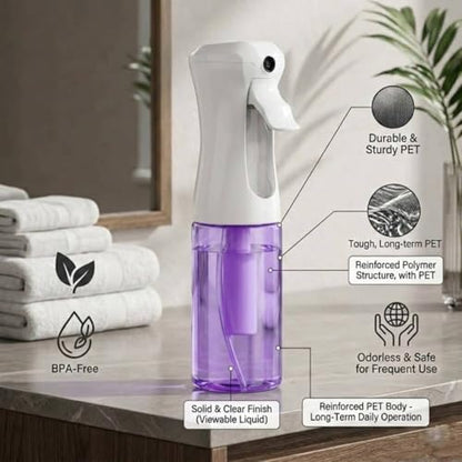 VIGOR PATH Continuous Mist Purple Spray Bottle 200ml Fine Mist for Hair - color: PURPLE