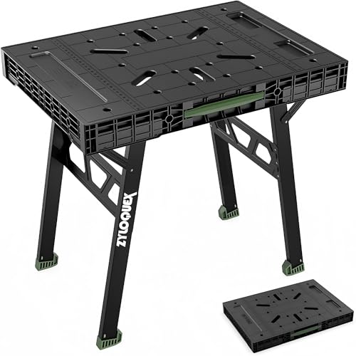Foldable Work Bench, Portable Work Table, 34"x25"x31", for Garage - color: Green