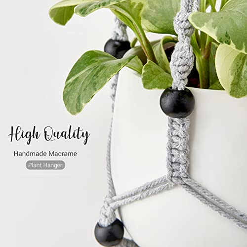 Mkono Macrame Plant Hanger Indoor 35 Inch Hanging Planter Basket Grey 1Pc - color: Gray
