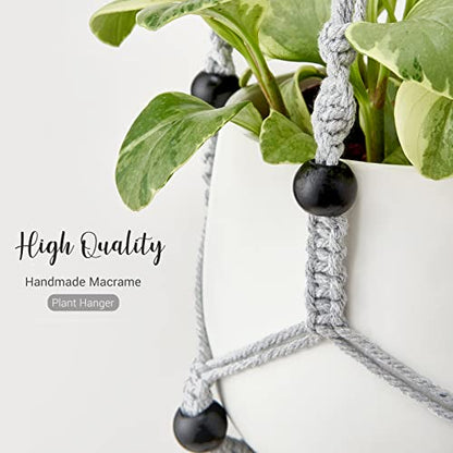 Mkono Macrame Plant Hanger Indoor 35 Inch Hanging Planter Basket Grey 1Pc - color: Gray