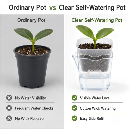 12 Pack 2.5 Inch Clear Self Watering Pots for Indoor Plants