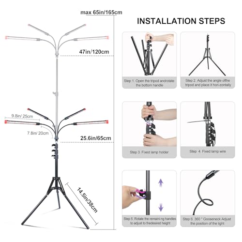 4‑Head Full Spectrum Standing Grow Light for Tall Indoor Plants - size: Stand-4Head-36W
