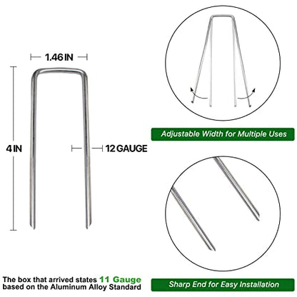 Landscape Staples 4 Inch 50 Pack Galvanized Garden Stakes Anti-Rust Landscape Pins for Weed Barrier Fabric, Artificial Turf and Landscape Fabric - size: 4inch50pcs