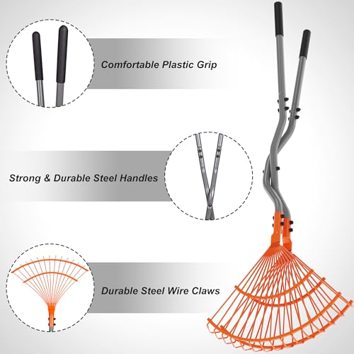 Walensee Leaf Grabber Rake, Long Handle Yard Debris Collector for Lawn