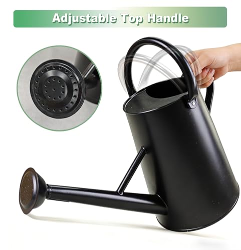 Watering Can for Outdoor&Indoor Plants，1.5 Gallon，Black - color: Black