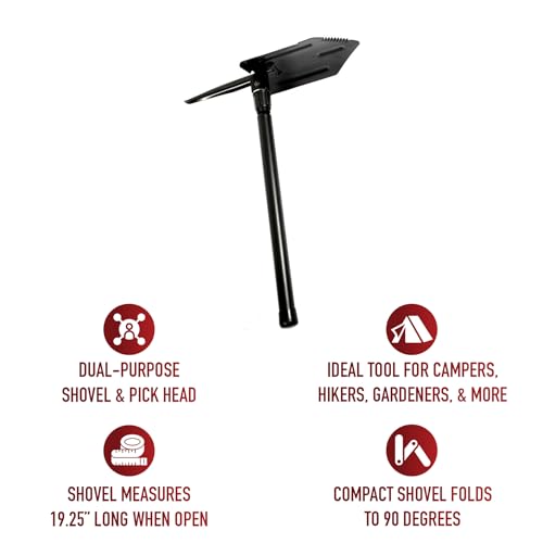 Rothco Heavy Weight Steel Handle Folding Pick & Shovel – Compact Outdoor Camping Survival Tool